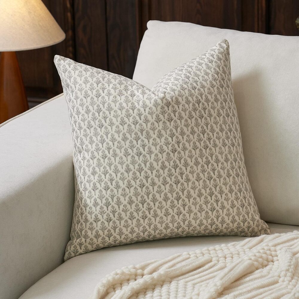 1622 Floral Pillow Covers 18x18 Pillow Cover Block Print Couch Pillows